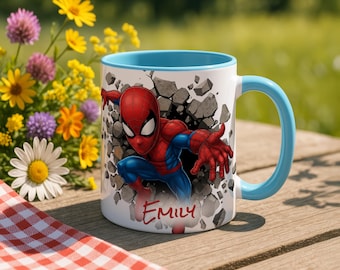 Spider Man 3D Mug Personalized Name 11oz Accent Coffee Cup Marvel Hero Gift