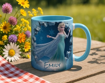 Elsa Princess Mug Personalized Name 11oz Accent Coffee Cup Frozen Disney Gift
