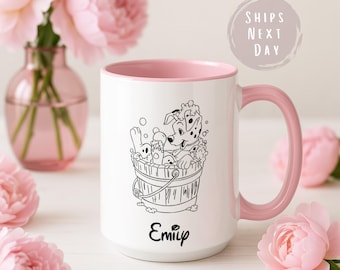 Personalized Dalmatian Puppy Bath Mug Custom Name Coffee Cup Kids Dog Lover Gift