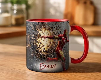 Iron Man 3D Mug Personalized Name 11oz Accent Coffee Cup Marvel Avengers Hero