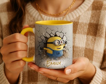 Minion 3D Mug Personalized Name 11oz Accent Coffee Cup Yellow Minion Cartoon Gift