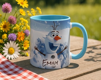 Olaf 3D Mug Personalized Name 11oz Accent Coffee Cup Frozen Snowman Disney Gift