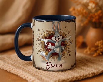 Bugs Bunny 3D Mug Personalized Name 11oz Accent Coffee Cup Looney Tunes Gift