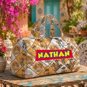 Personalized Woody Quilted Weekend Bag, Custom Toy Story Duffle Bag For Kids, Sheriff Woody Travel Bag, Cute Overnight Bag, Disneyland Gift image 1