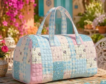 Torba podróżna Disneyland Minnie i Daisy, pikowana torba weekendowa z patchworkiem, torba podręczna, prezent Disneyland dla niej, słodka torba patchworkowa z myszką