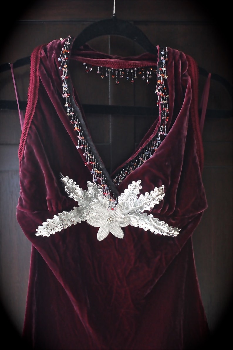 Bohemian Burlesque Velvet Beauty Halter Top Romantic Drop Dead Beautiful Large Size Unique OOAK
