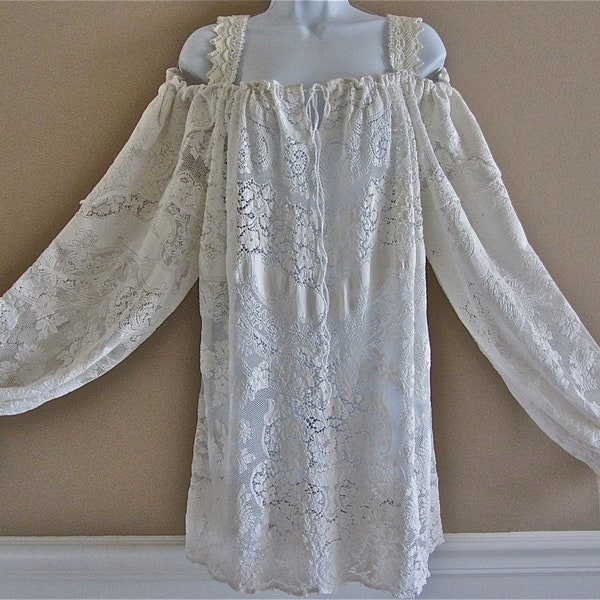 Boho Romantic Lace Gypsy/Pirate /Peasant Shirt Victorian And  Inspired