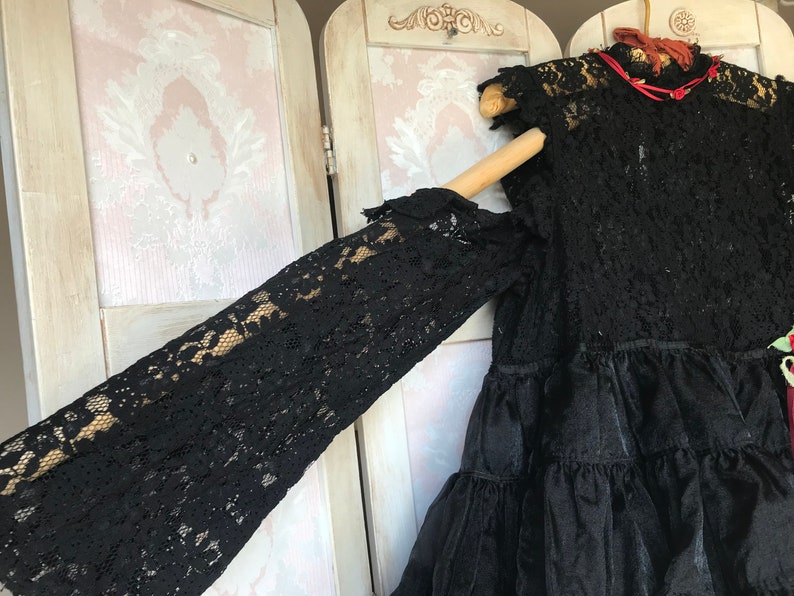 Goth Dark Mori Harejiku Tutu Voodoo Doll Dress Cut Out Shoulders Vampire Zombie Day Of The Dead Cutie Size XS Bust 3436
