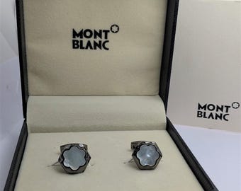 Montblanc Cufflinks with Silver  Detail and Box