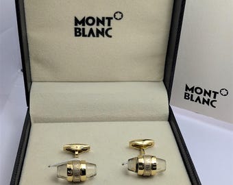 Montblanc Cufflinks with Golden Detail and Box
