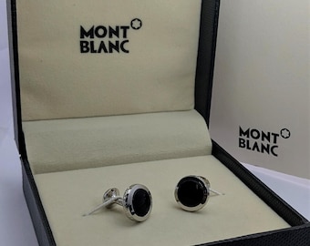 Montblanc Cufflinks with Silver Black Detail and Box