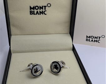 Montblanc Cufflinks with Silver  Detail and Box
