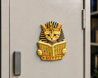 Regalo para amantes de los gatos, imán de nevera 3D de gato faraón egipcio, decoración única de taquilla de resina hecha a mano