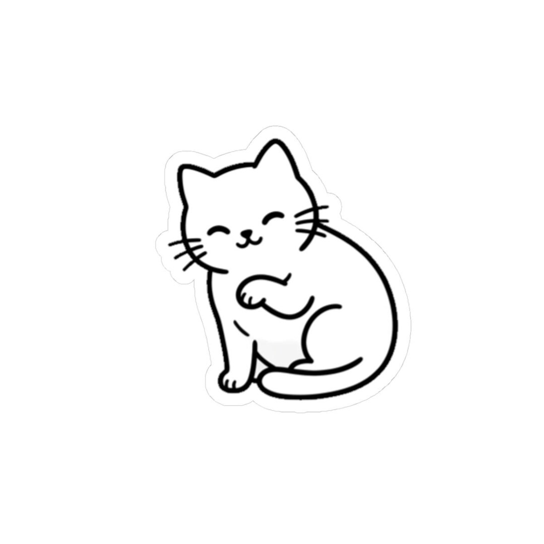 Minimalist Smiling Cat Sticker - Glossy Vinyl Decal for Laptop ...