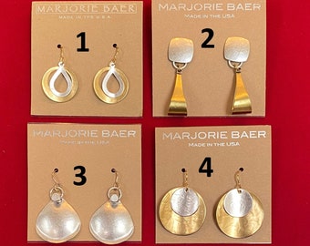 Earrings, clean modern design by Marjorie Baer. Price is for each pair of earrings.