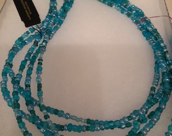 Handmade Necklace, 5 strand Turqoise crystal, California Artist.