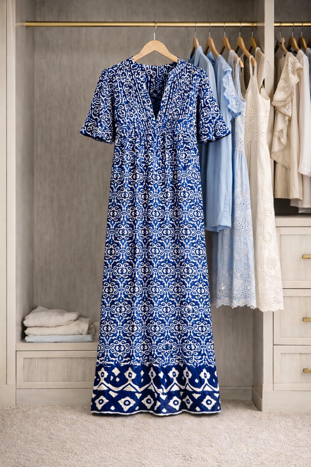 blue dress for baby girl Lady Black Tie - Breezy Maxi Dress - Floral Blue Organza main image 0