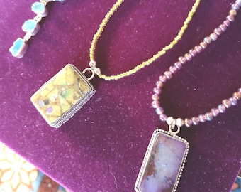 Purple Labradorite Jasper Necklace | Artisan Beaded Gemstone Jewelry