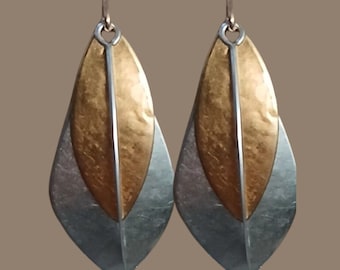 Pierced earrings two tone geometric designs | artisan jewelry choice of 8 by Marjorie Baer
