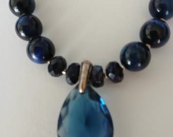 Blue Tiger's Eye Gemstone Necklace | Gift for Her | Artisan Jewelry | Carol Kent Museum Collection