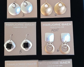 Earrings by Marjorie Baer. Beautiful mixed Metal Creations. Light and elegant. Choose the # Earring You like. Price is per each.