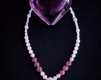 Lepidolite Gemstone Necklace, Handmade Beaded Jewelry by Carol Kent