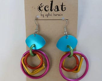 Intricate dangle aluminum earings by Eclat Bay Area Designer.