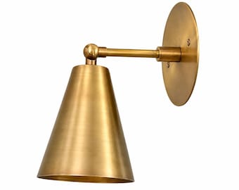 Handgefertigte Wandleuchte aus massivem Messing einstellbar Cone Shade Wandleuchte Mitte des Jahrhunderts moderne Schlafzimmer Leselampe Leuchte