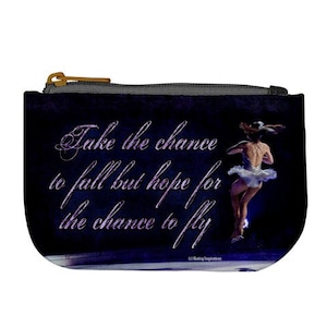 PATTINAGGIO DI FIGURA Portamonete REGALO per pattinatore sul ghiaccio Borsa per pattini Portamonete Portamonete Inspirational Chance to Fly
