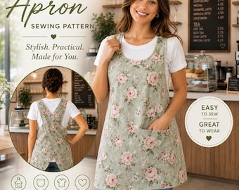 Cross-Back Apron Sewing Pattern PDF, Apron Sewing Pattern, Beginner Friendly Apron Pattern, Apron Pattern For Women, pinafore apron