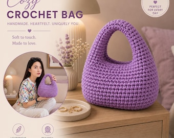 Crochet Handbag Pattern PDF | Easy Crochet Purse Pattern | Modern Everyday Bag | Instant Download | Beginner Friendly Tutorial