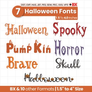 Scary Monogram Machine Embroidery Designs, Halloween BX Fonts, Satin Stitch Font, PES, DST etc, Boho Signature, 6 Sizes, Instant Download