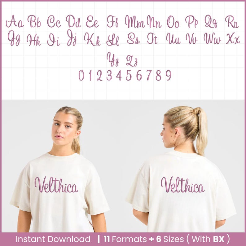 Handwritten Embroidery Font, Calligraphy Script BX Font, Machine ...