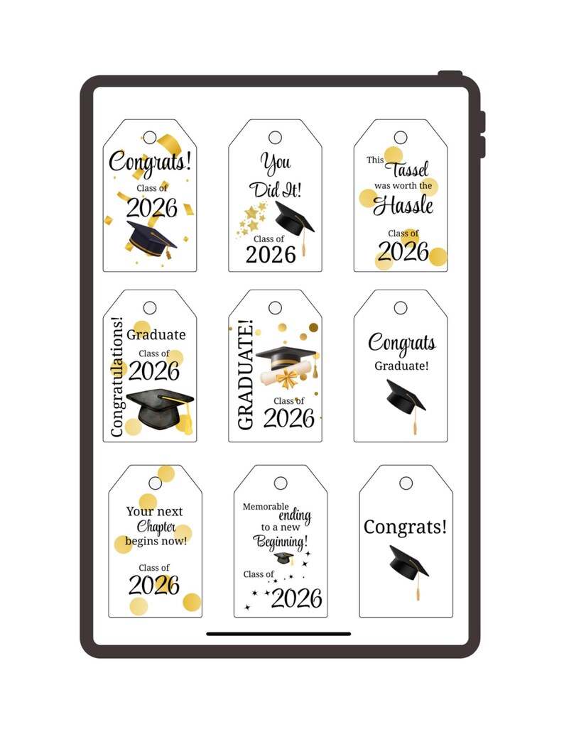 Printable Graduation Gift Tags | Set of 9 Congrats Grad Tags | Instant ...