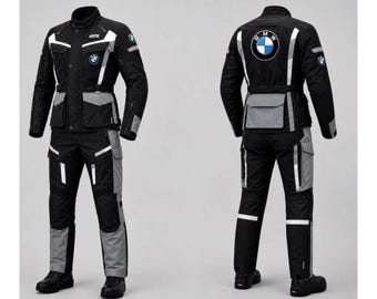 Conjunto de jaqueta e calça impermeável para motociclismo BMW Adventure, em Cordura, ideal para turismo e proteção.