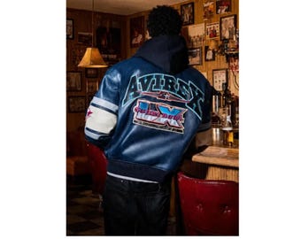 Men's AVIREX Real Bomber Varsity American Fighter Genuine Leather Jacket Gift For Him