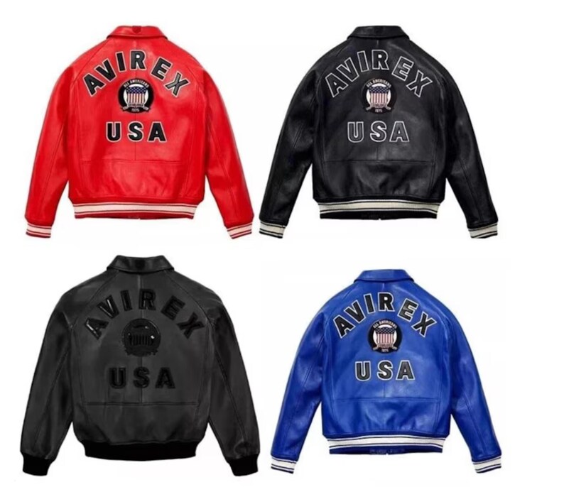 Men's Avirex Real Bomber American Flight Jacket 100% Cowhide Leather Multicolor Jacket image 2