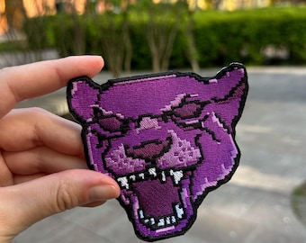 パープルレイジ刺繍パッチ – レトロなタイガーマスクアイロンパッチ