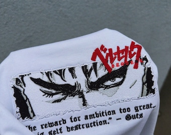 Dark Warrior Eyes Embroidered T-Shirt Oversize Anime Grunge Tee