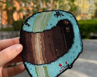 バイカーヘルメット刺繍パッチ – レトロライダーマスクパッチ