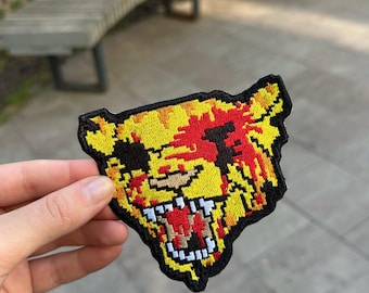 タイガーレイジ刺繍パッチ – ブラッドマスクパッチ – レトロホラースタイル