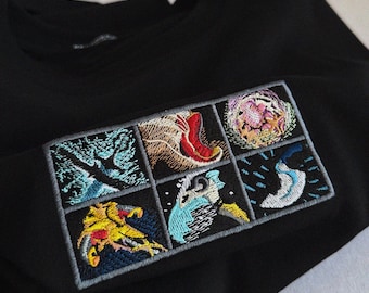 アイテムビルド刺繍入りTシャツ、インベントリグリッドTシャツ、オーバーサイズゲーマーシャツ