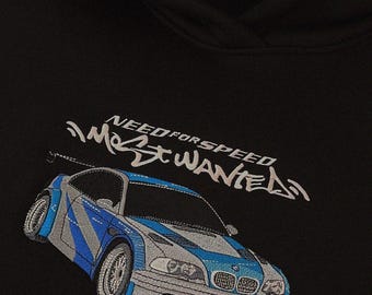 Street Racing Car Hoodie Embroidery – Oversized Y2K Racing Black