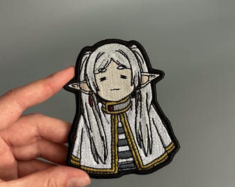 Sleepy Elf Embroidered Patch – Cute Anime Style Iron-On Patch, Manga Girl Badge