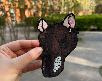 シャドウラット刺繍パッチ – レトロな動物マスクパッチ