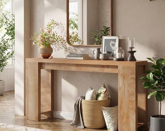 Handcrafted Modern Wood Console Table | Minimalist Entryway Table | Living Room Accent Furniture, Foyer Decor