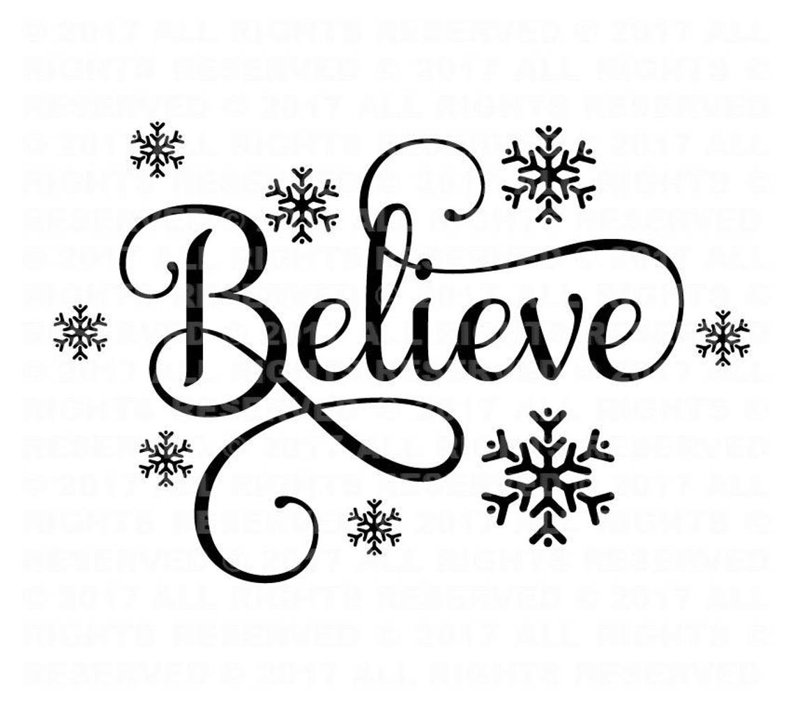 Christmas SVG Design Believe Snowflake SVG DXF and Png - Etsy