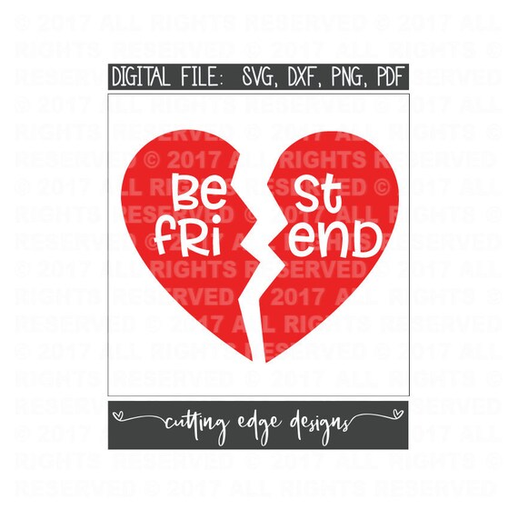 Download Heart Valentine Best Friends Bestie Svg Dxf And Png Files For Cutting Machines