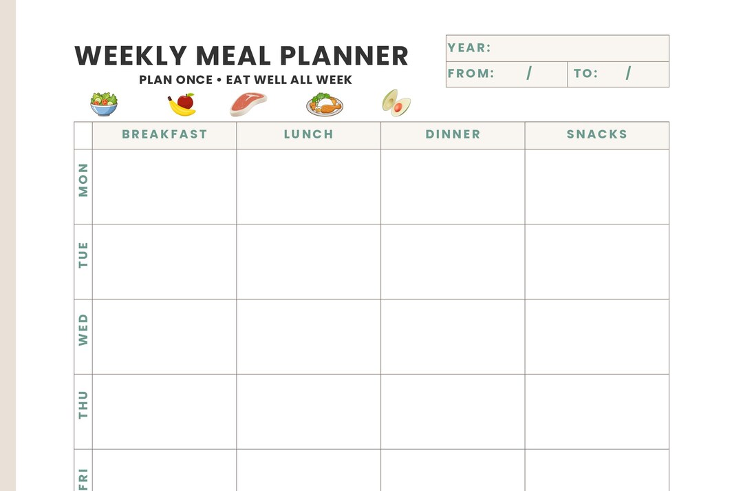 Weekly Meal Planner Printable | 7 Day Plan, Grocery List (digital ...