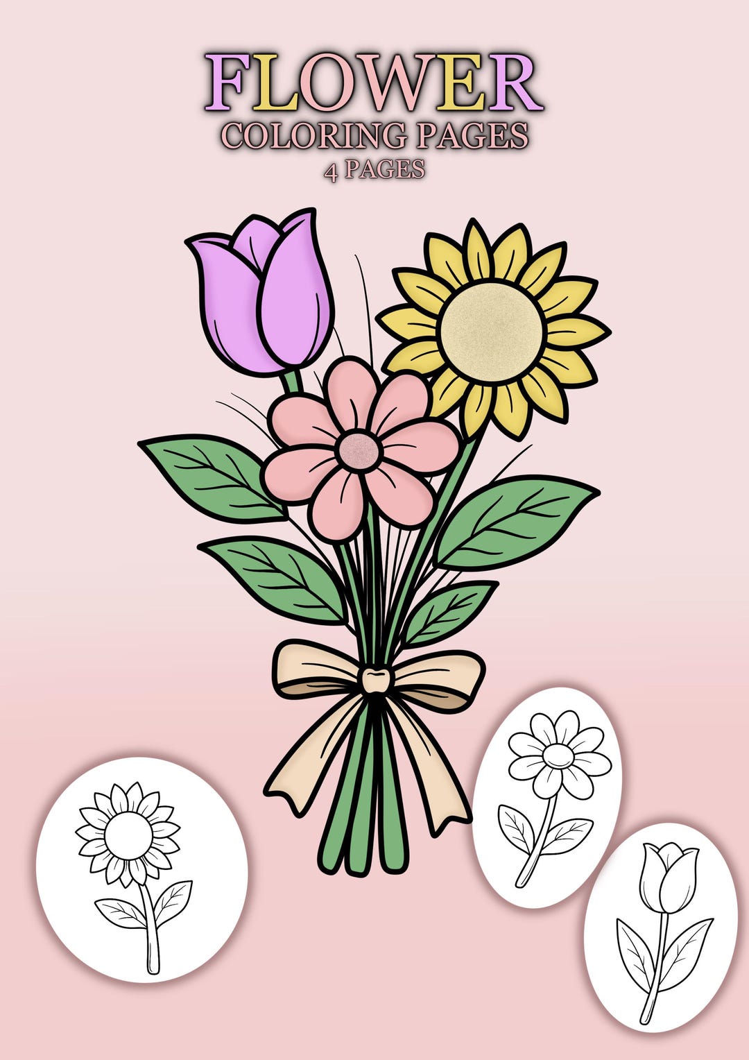 Spring Flower Coloring Pages for Kids & Adults / Easy Floral Coloring ...